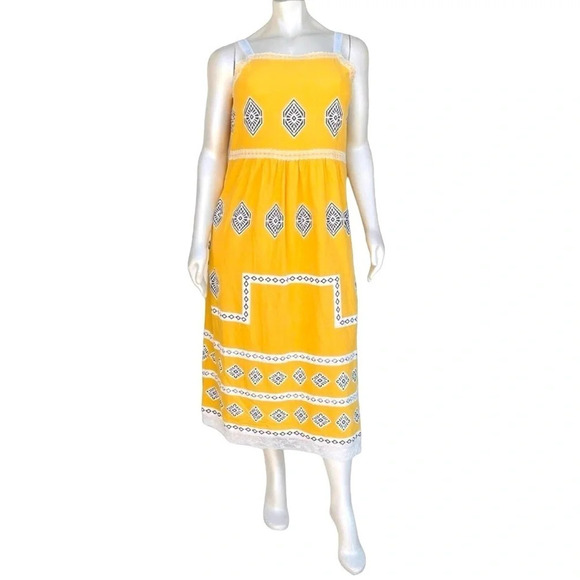 MISSLOOK Women’s Size XL Yellow & White Spaghetti Strap Bohemian Long Sundress - Picture 1 of 3